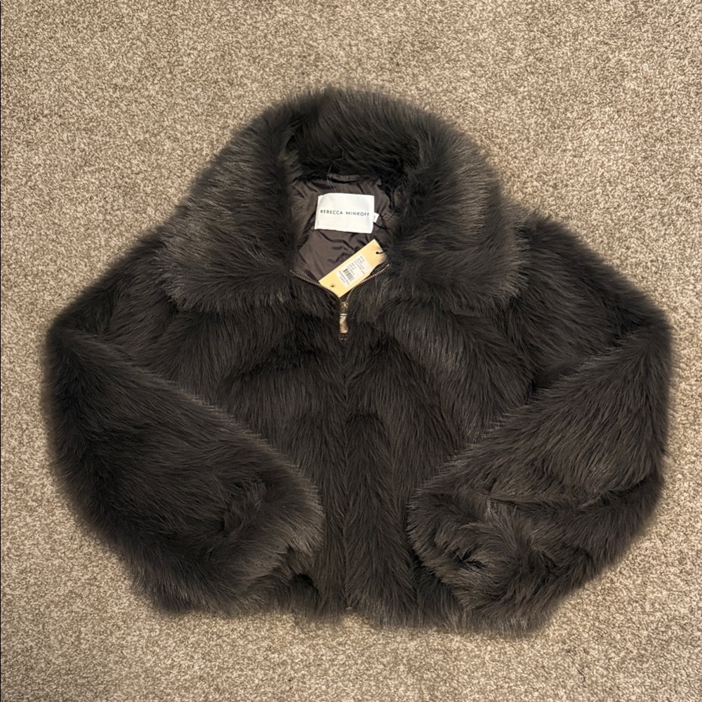 Rebecca Minkoff Charcoal Faux Fur Coat